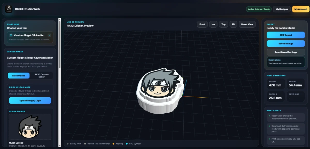 RK3D custom fidget clicker preset preview