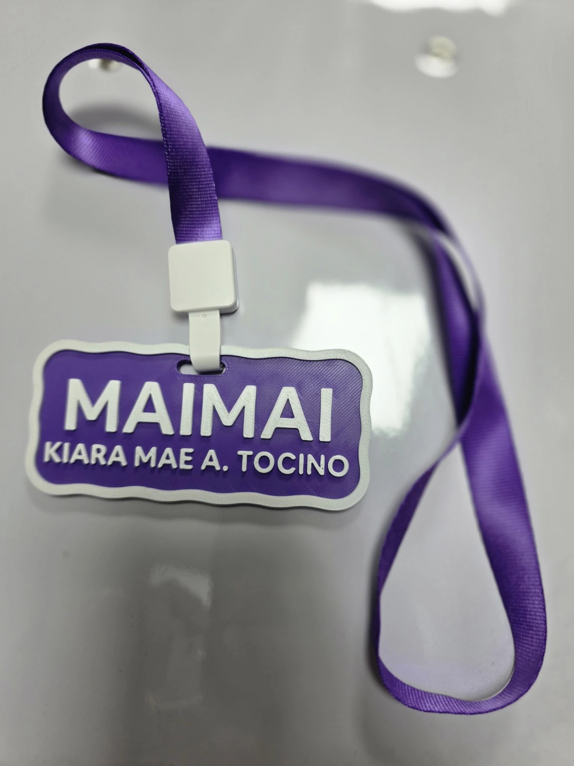 Personalized 3D printed name tag with lanyard